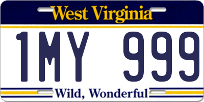 WV license plate 1MY999