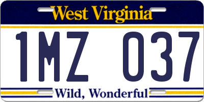 WV license plate 1MZ037