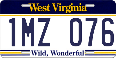 WV license plate 1MZ076