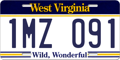 WV license plate 1MZ091