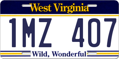 WV license plate 1MZ407