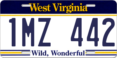 WV license plate 1MZ442