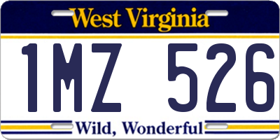 WV license plate 1MZ526