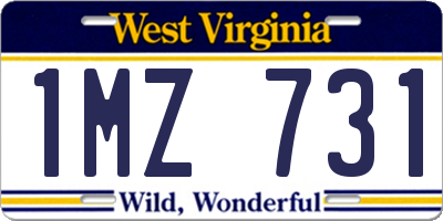 WV license plate 1MZ731