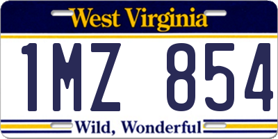 WV license plate 1MZ854