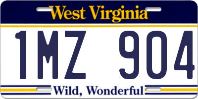 WV license plate 1MZ904