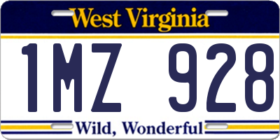 WV license plate 1MZ928