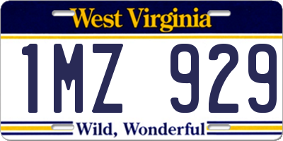 WV license plate 1MZ929