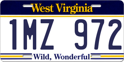 WV license plate 1MZ972