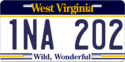 WV license plate 1NA202
