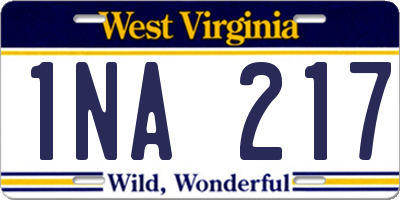 WV license plate 1NA217