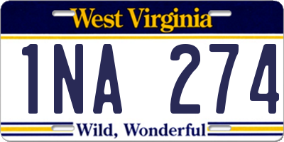 WV license plate 1NA274