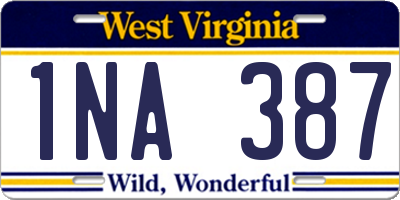 WV license plate 1NA387