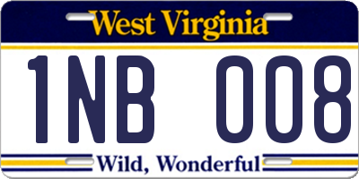 WV license plate 1NB008