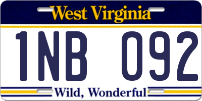 WV license plate 1NB092