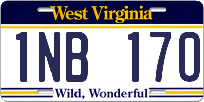 WV license plate 1NB170