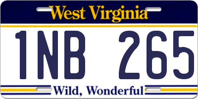 WV license plate 1NB265