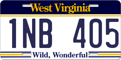 WV license plate 1NB405