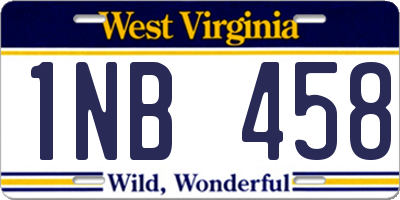 WV license plate 1NB458