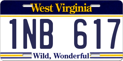 WV license plate 1NB617