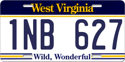 WV license plate 1NB627