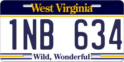 WV license plate 1NB634