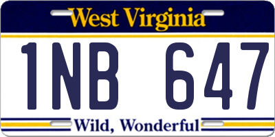 WV license plate 1NB647