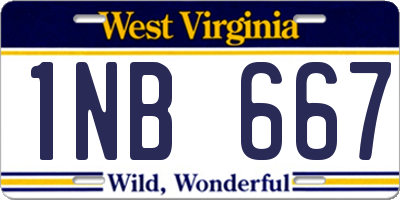 WV license plate 1NB667