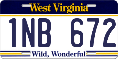 WV license plate 1NB672