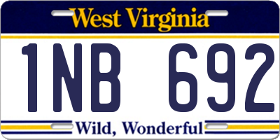 WV license plate 1NB692