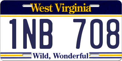 WV license plate 1NB708
