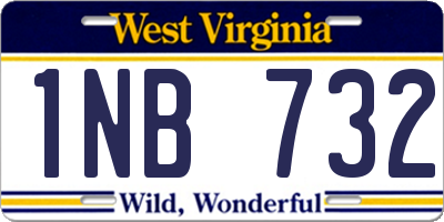 WV license plate 1NB732