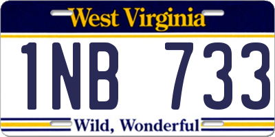 WV license plate 1NB733