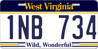 WV license plate 1NB734