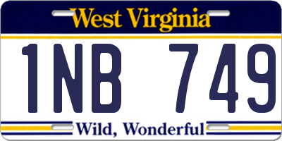 WV license plate 1NB749