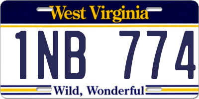WV license plate 1NB774