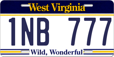 WV license plate 1NB777