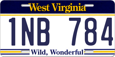 WV license plate 1NB784