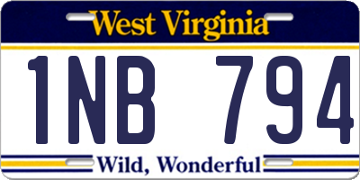 WV license plate 1NB794