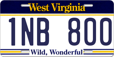 WV license plate 1NB800