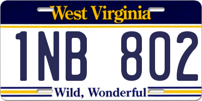 WV license plate 1NB802
