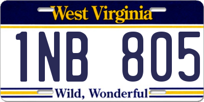 WV license plate 1NB805