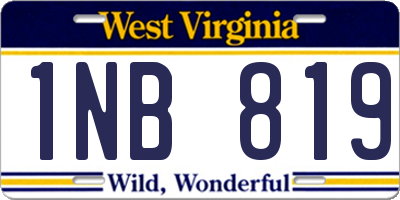 WV license plate 1NB819