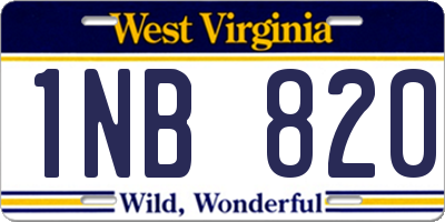 WV license plate 1NB820