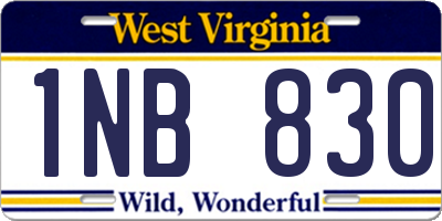 WV license plate 1NB830
