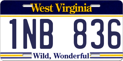 WV license plate 1NB836