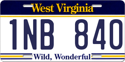 WV license plate 1NB840