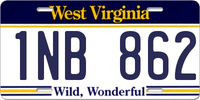 WV license plate 1NB862