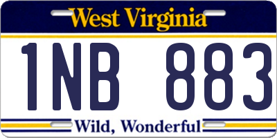 WV license plate 1NB883