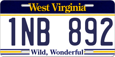 WV license plate 1NB892